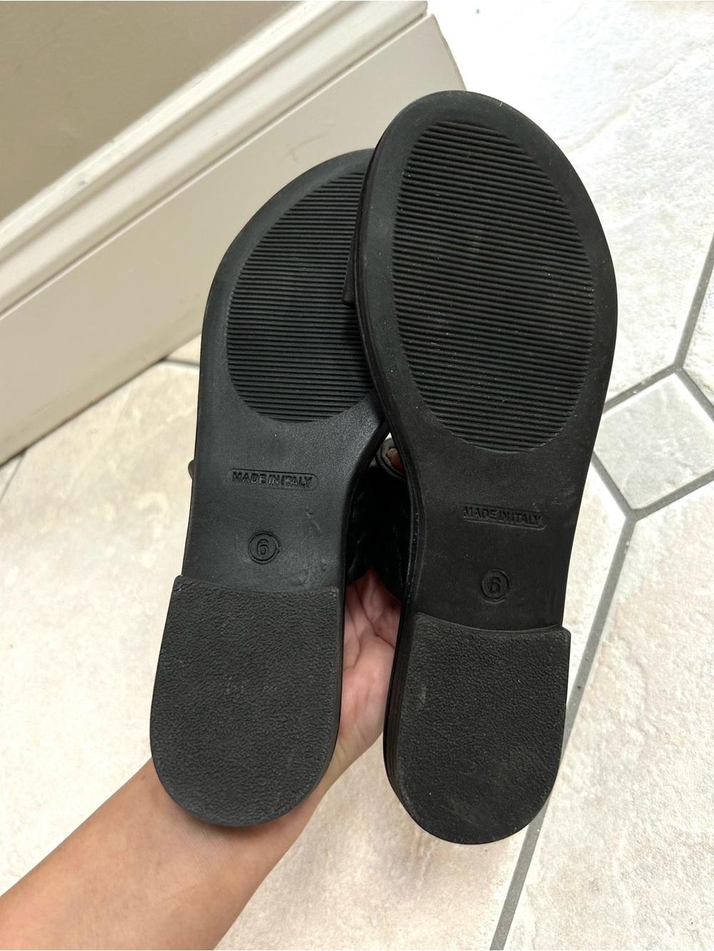 SAB Made in Italy Black Quilted Leather Slide Sandals Size 6 - Picture 4 of 5